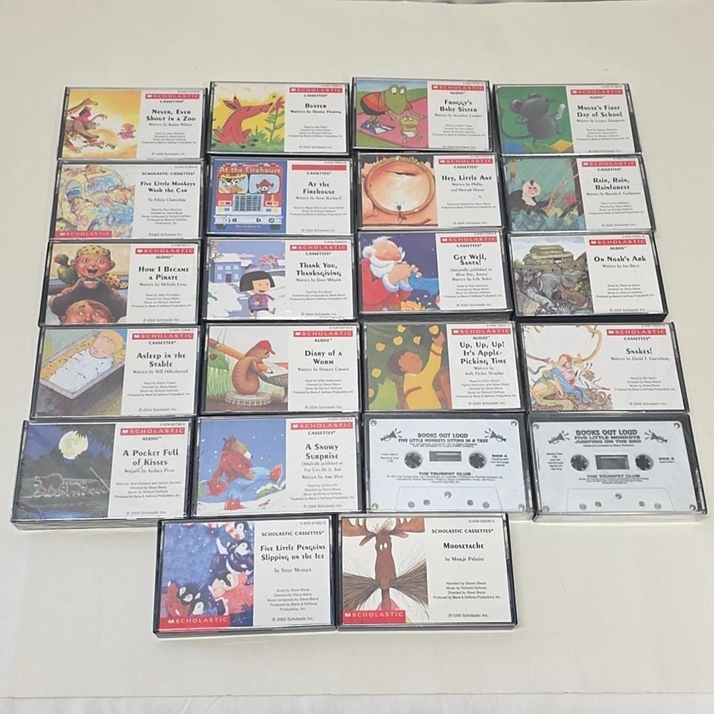 Scholastic Audio Cassette Tape Lot 22 Childrens Stories Books Out Loud Kids